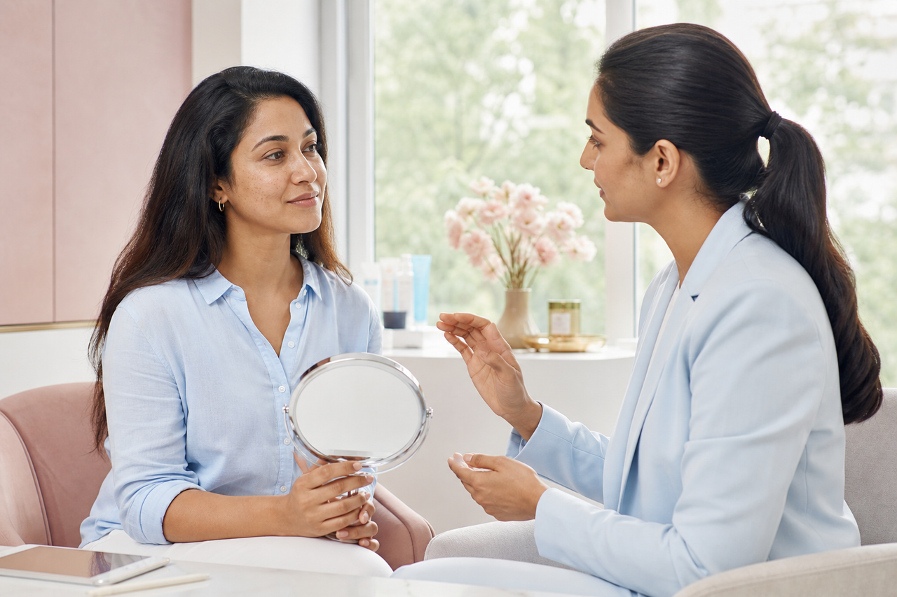 Skin rejuvenation consultation focused on natural-looking care goals