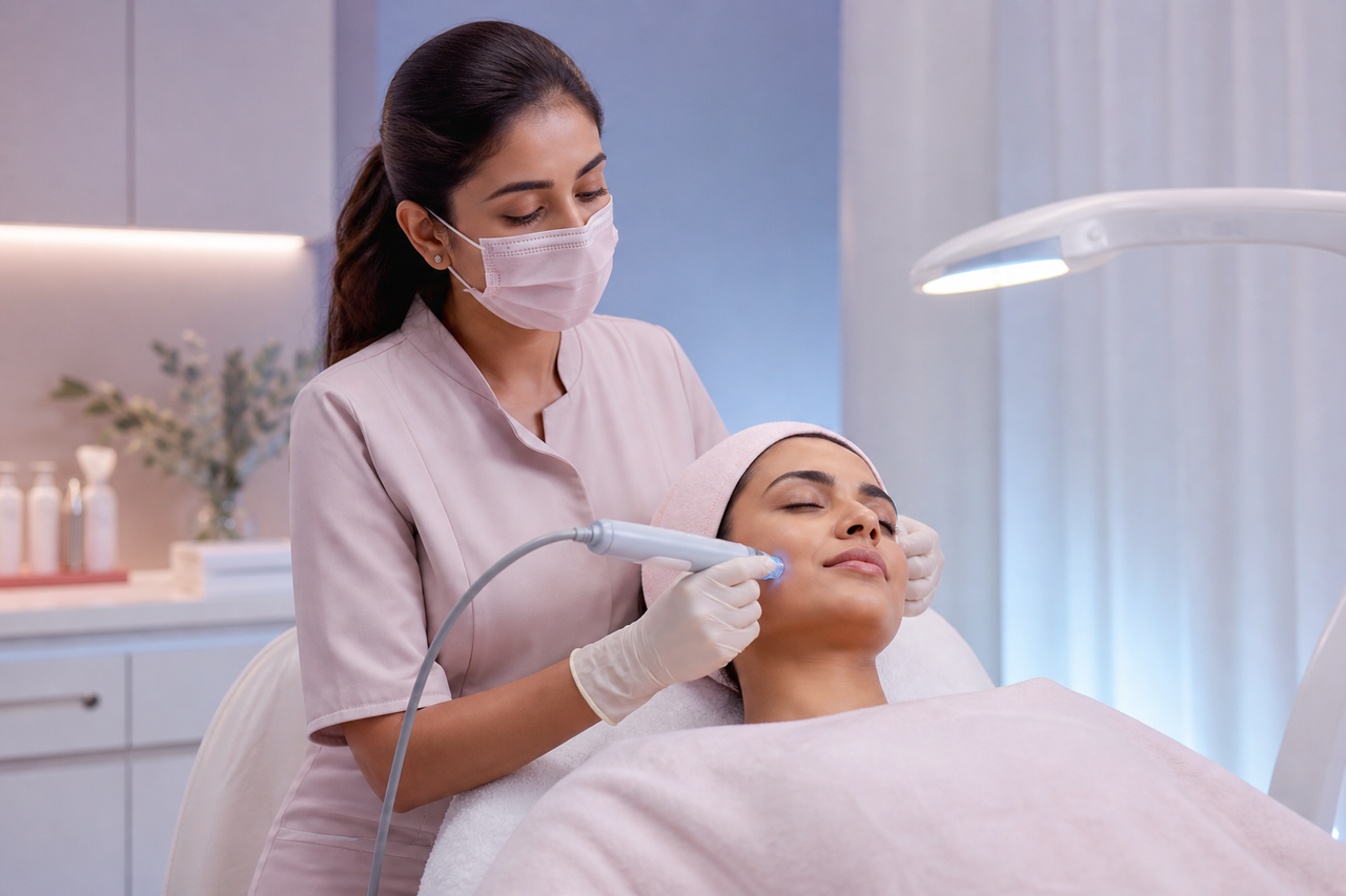 Controlled dermatology procedure for a selected skin texture concern