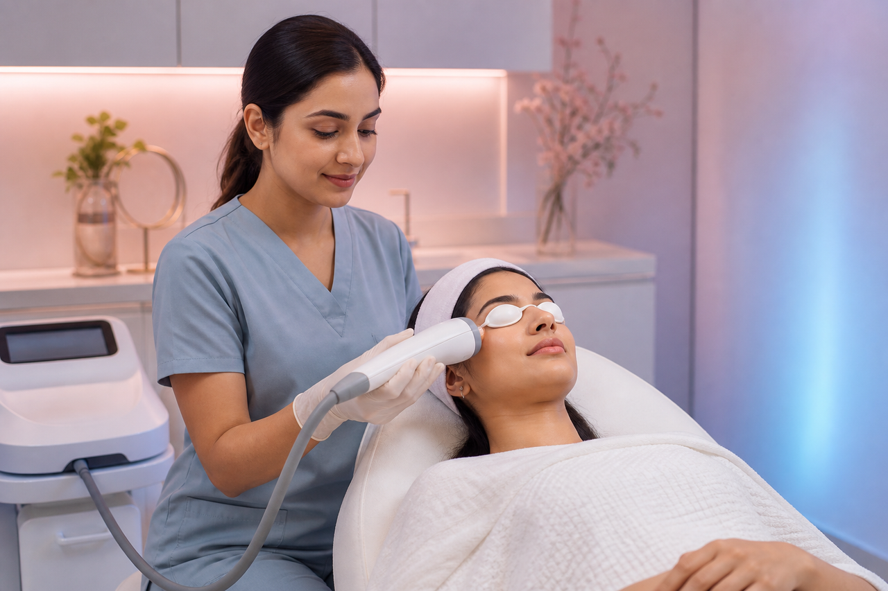 Controlled non-invasive dermatology procedure performed after assessment